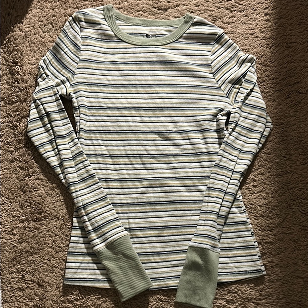 Striped Shirt with Green Cuffs